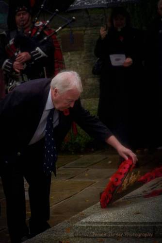 LCC Cllr Whittaker lays a wreath