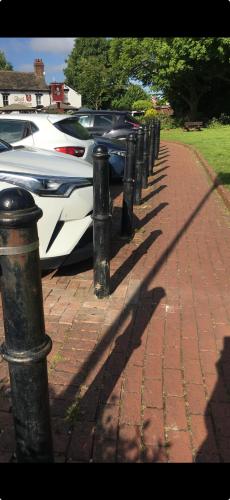 Bollards on The Green BEFORE renovation July 2024 