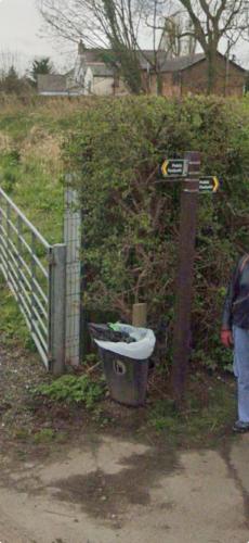 Chorley Council Small Bin on Castle Walks BEFORE being relocated and replaced September 2024 